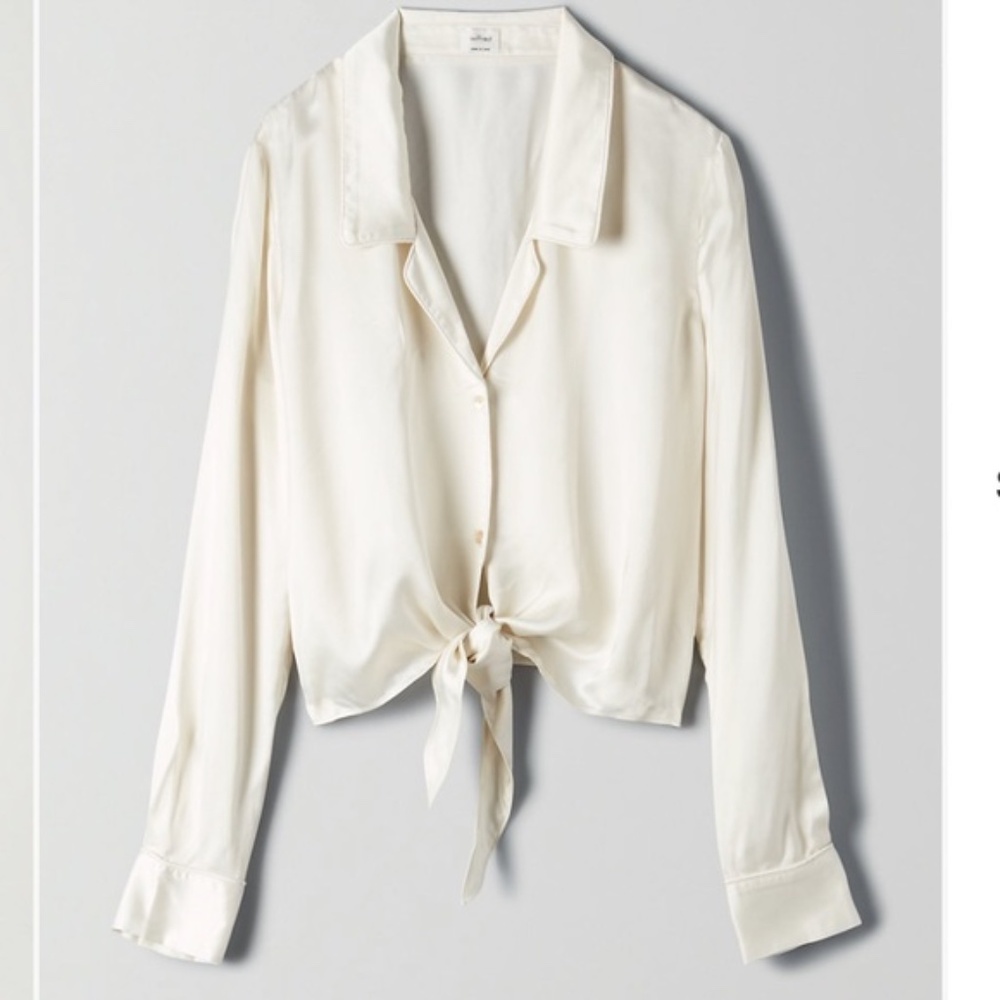 Aritzia tie front blouse